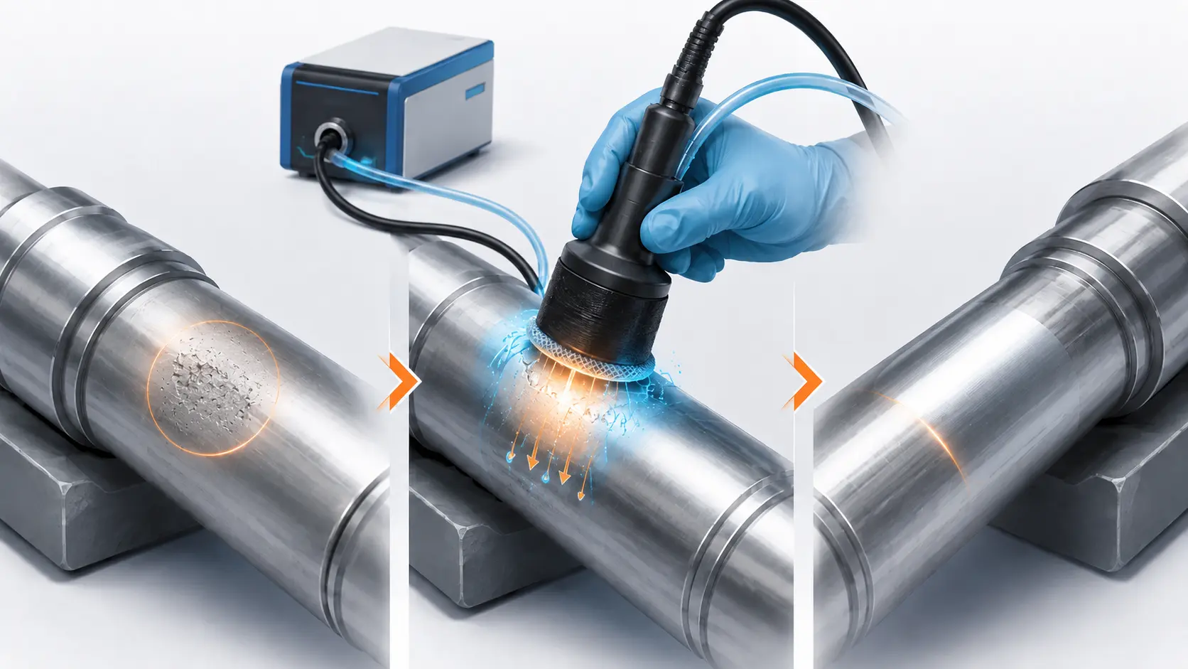 Esquema del proceso de electrólisis con tampón - Brush Plating